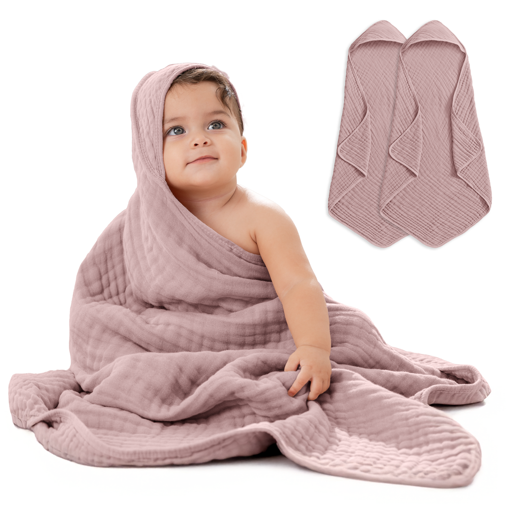 Hooded Baby Towel, 6 Layer 100% Muslin Cotton by Comfy Cubs