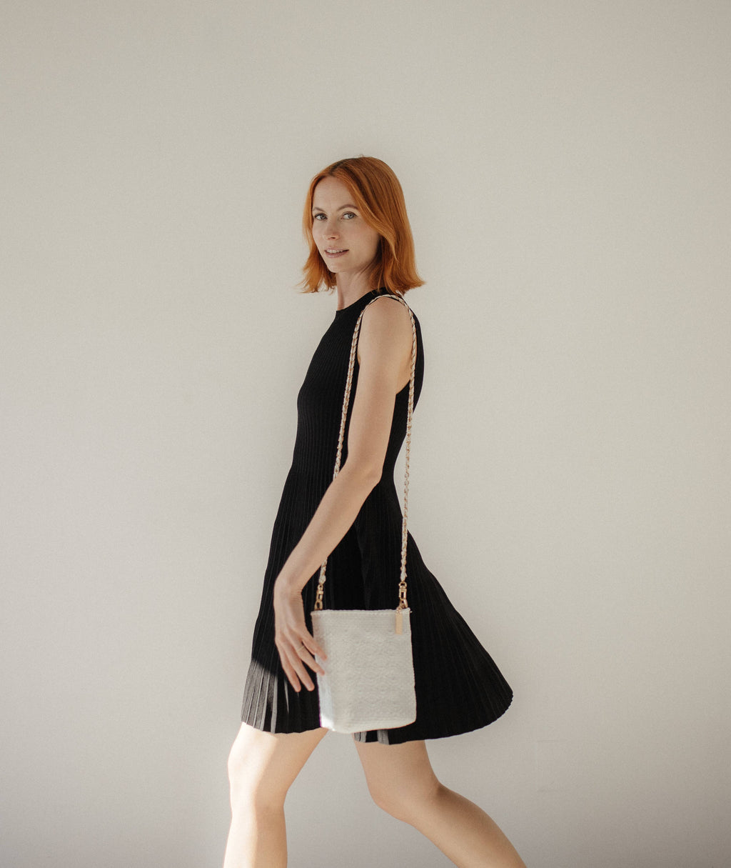 Milano Slim Crossbody Bag - White Pearl