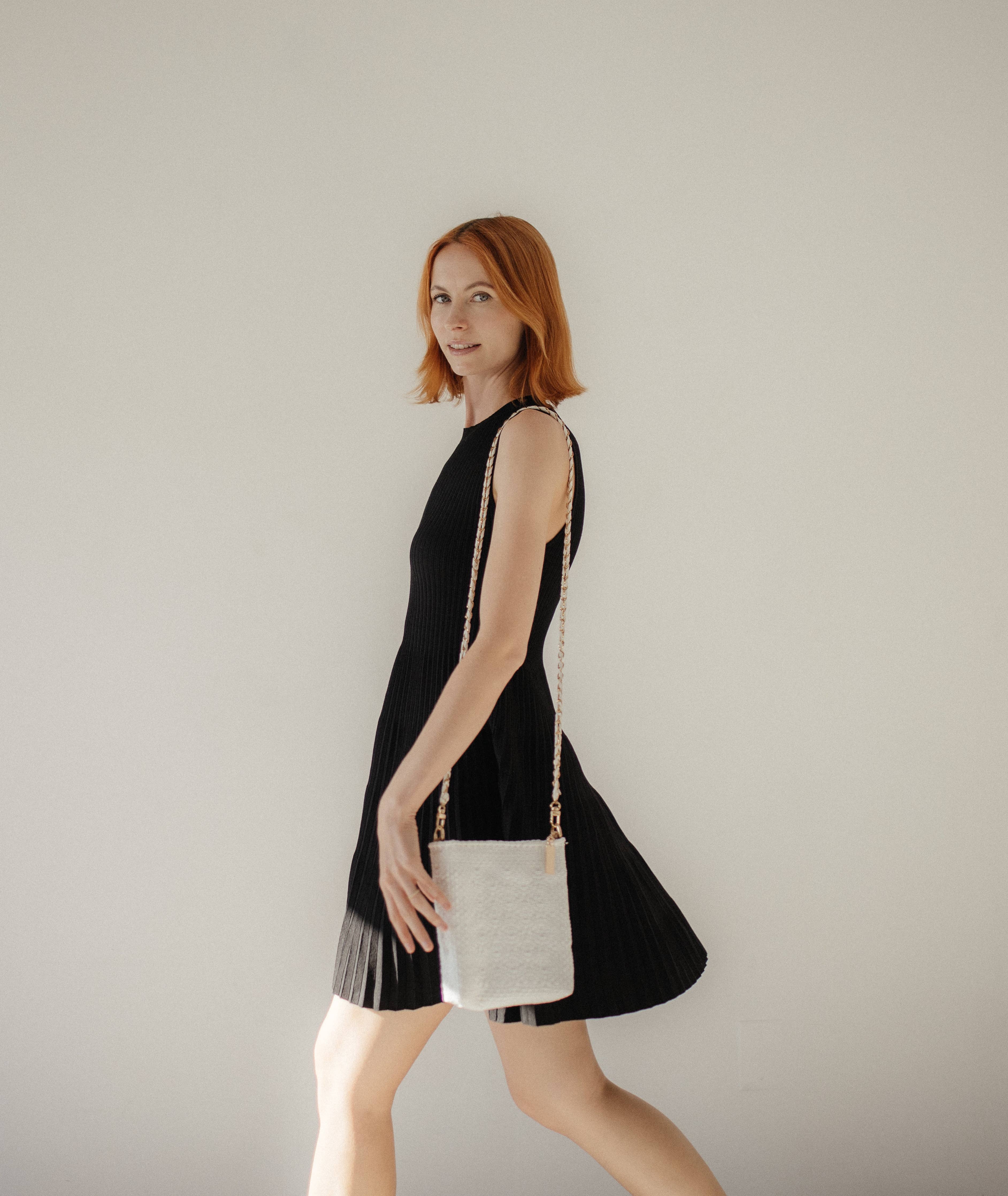 Milano Slim Crossbody Bag - White Pearl