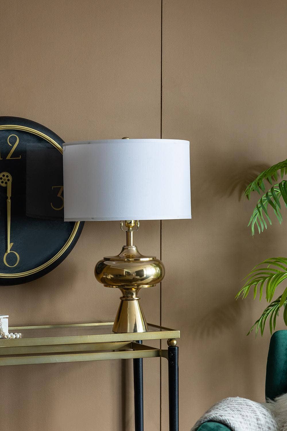 D18x27.5" Aluminum Table Lamp - Gold/White