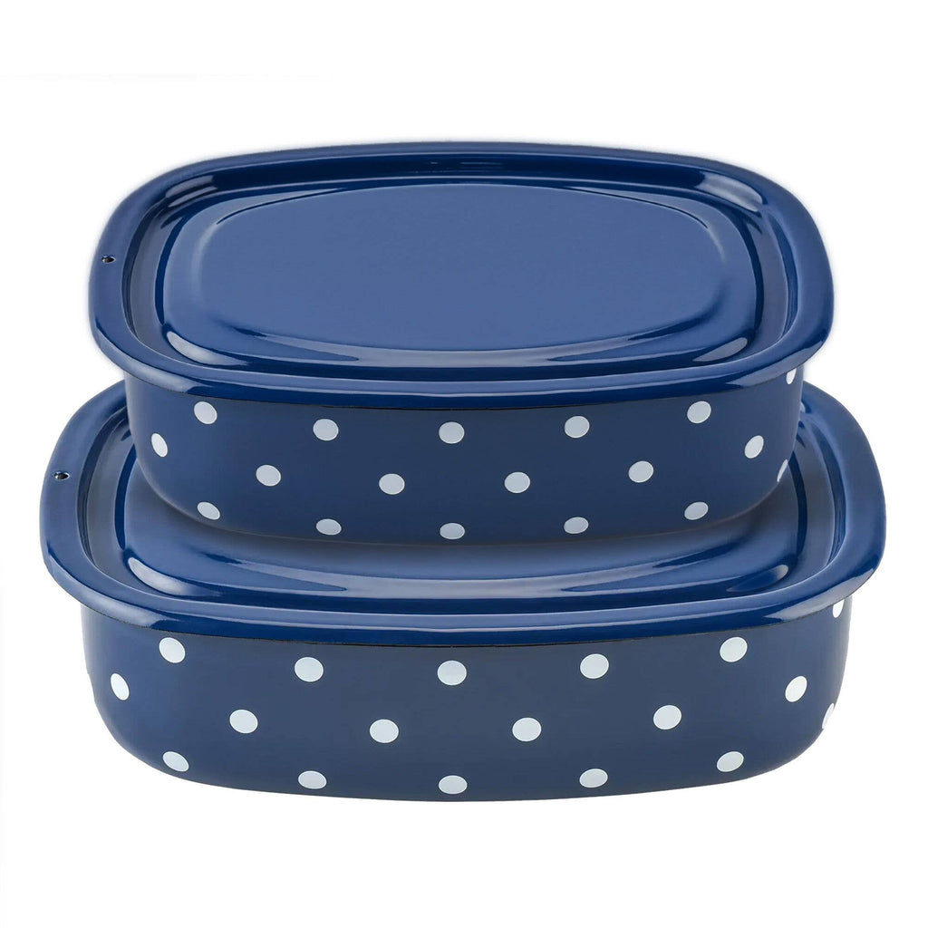 Valentine Polka Dot Enamel Tray with Lid
