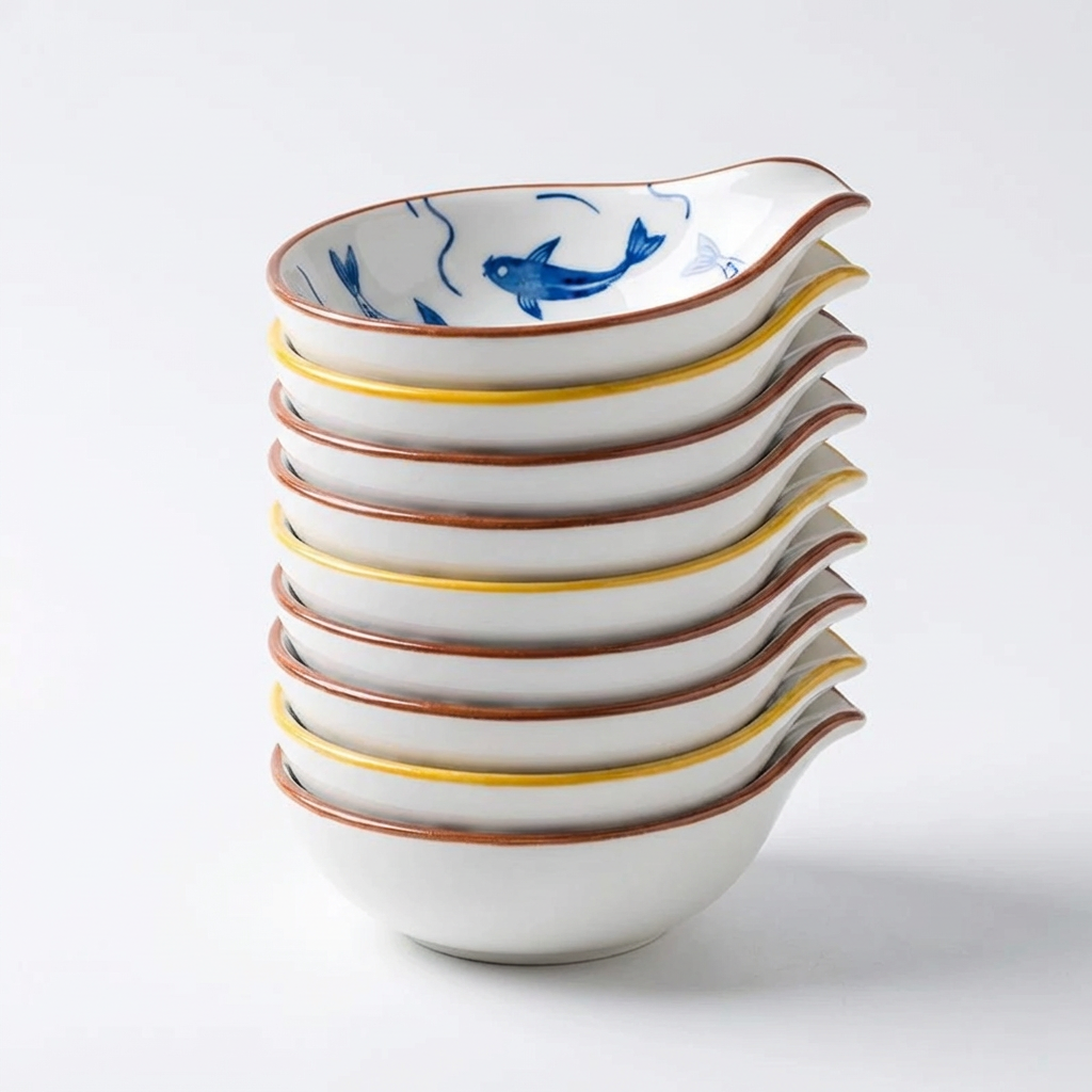 Coastal Ceramic Dip Dishes, Set of 4