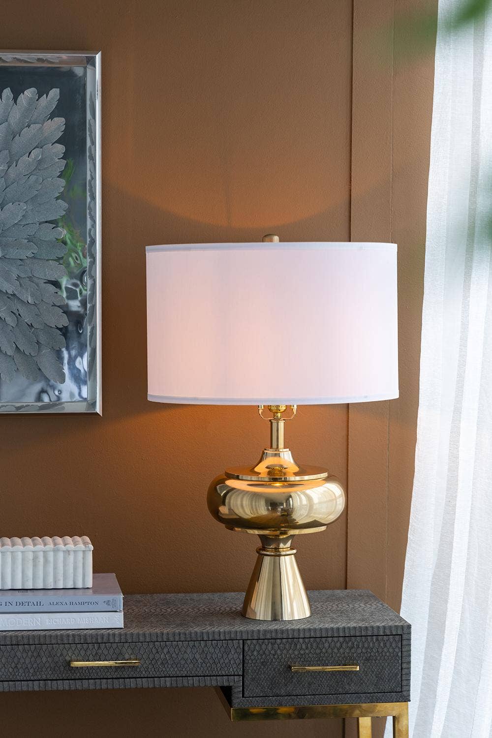 D18x27.5" Aluminum Table Lamp - Gold/White