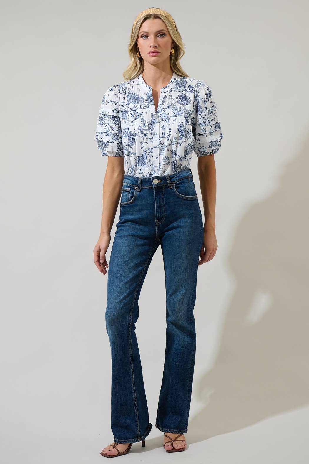 Renzo Toile Belraj Court Button Down Top