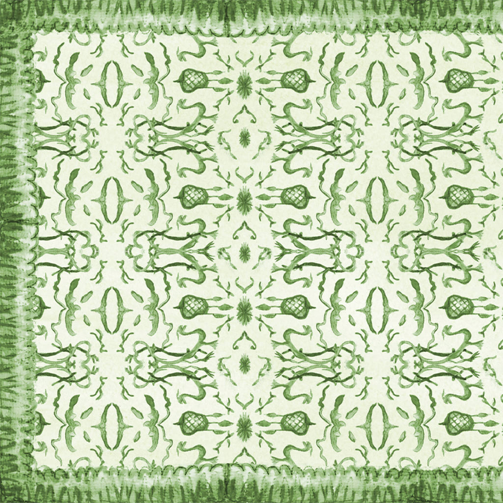 Green Chinoiserie Vinyl Floor Mat