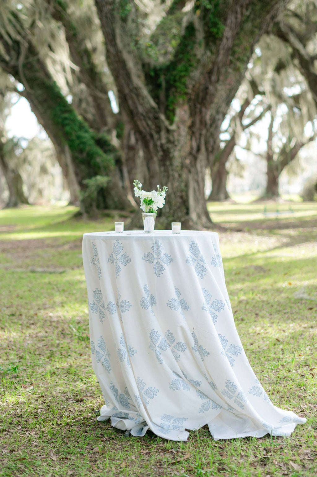 Damask Hand Block Print Tablecloth