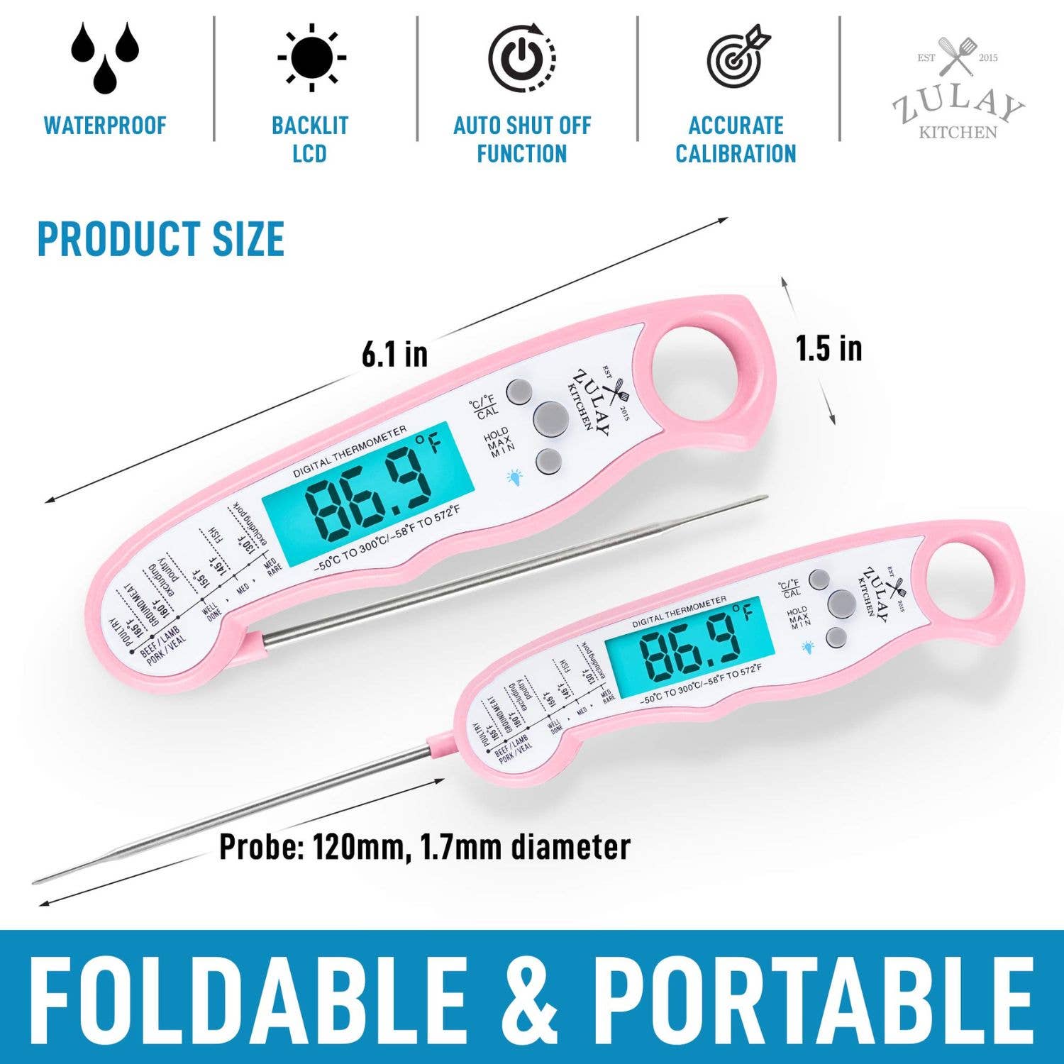 Instant Read Digital Meat Thermometer with Probe