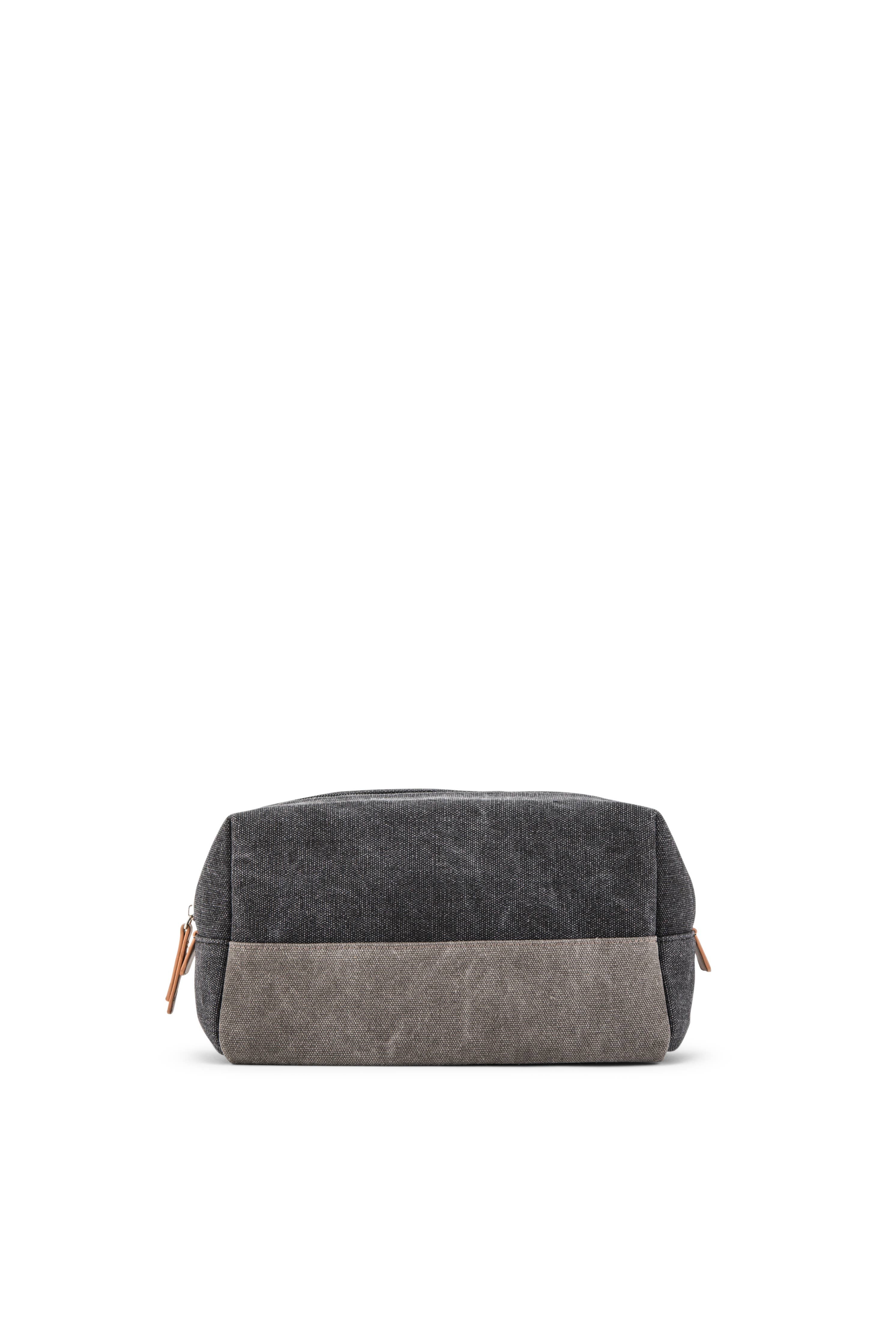 Men's Travel Toiletry Bag - Black & Gray Canvas