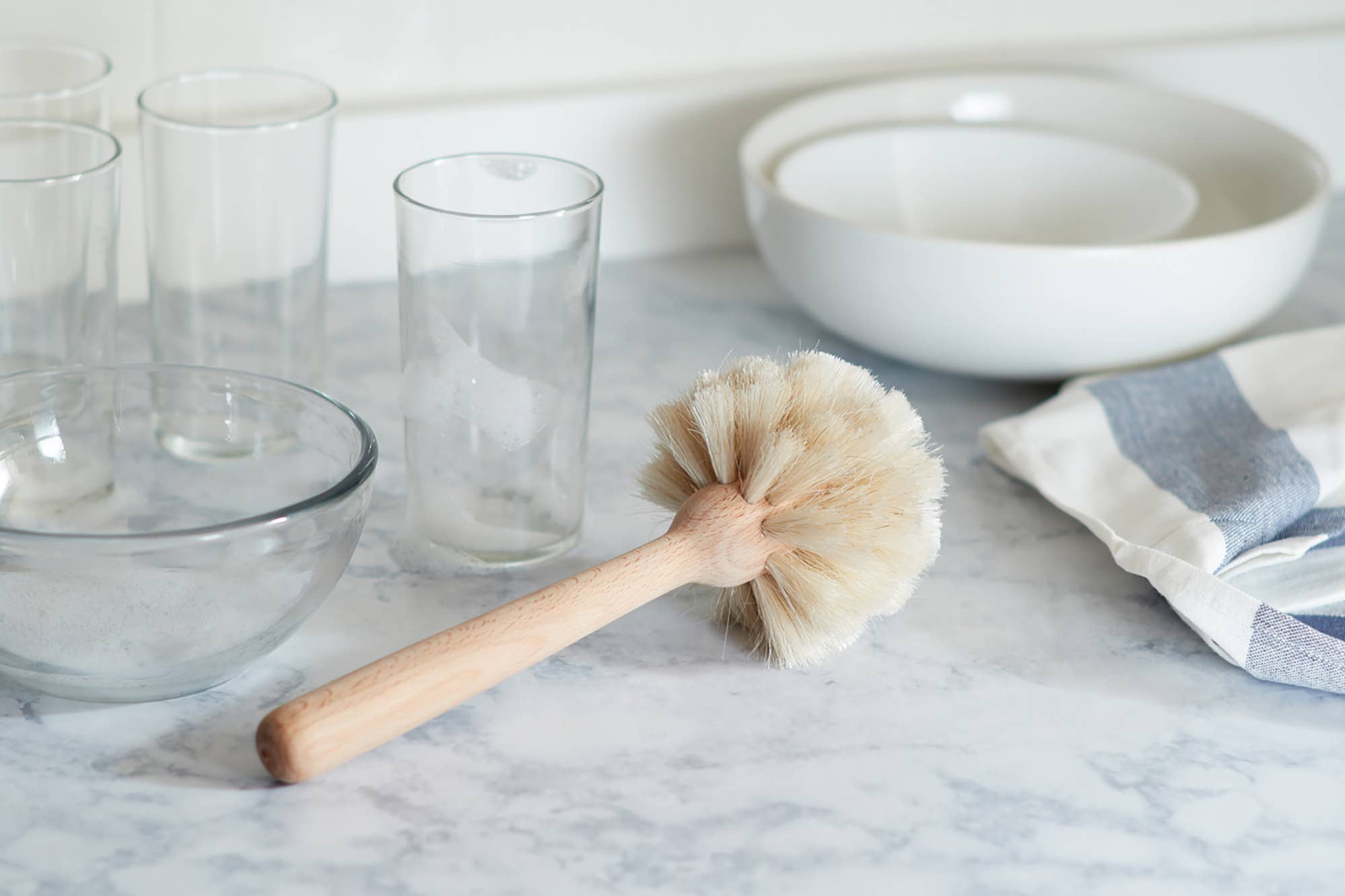 Fox Run Natural Horse Hair Dish Brush, 4" x 4" x 10"