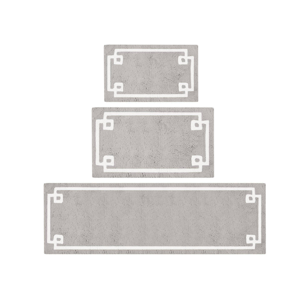 High Pile Bordered Bathroom Rug, Grey