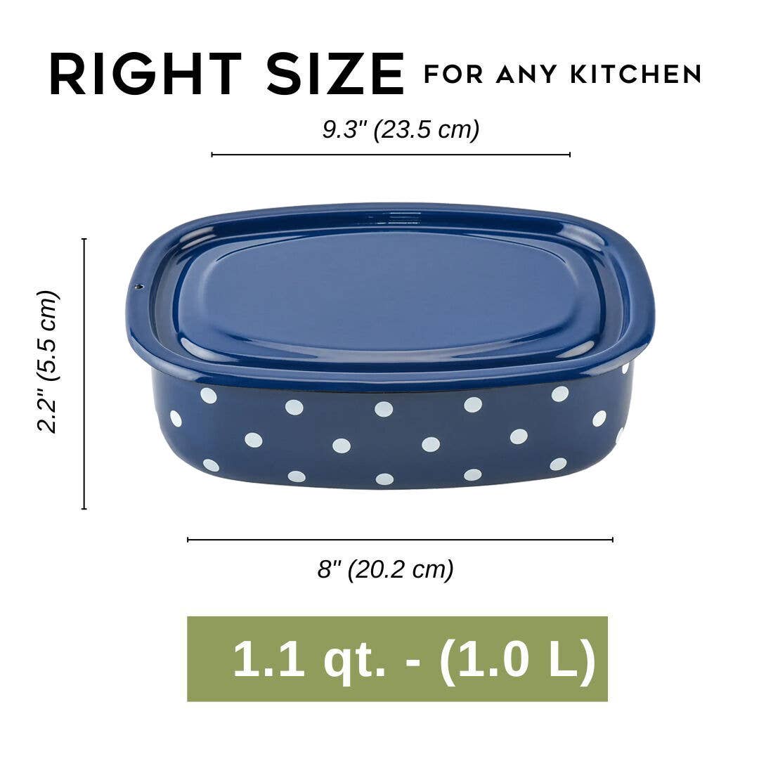 Valentine Polka Dot Enamel Tray with Lid