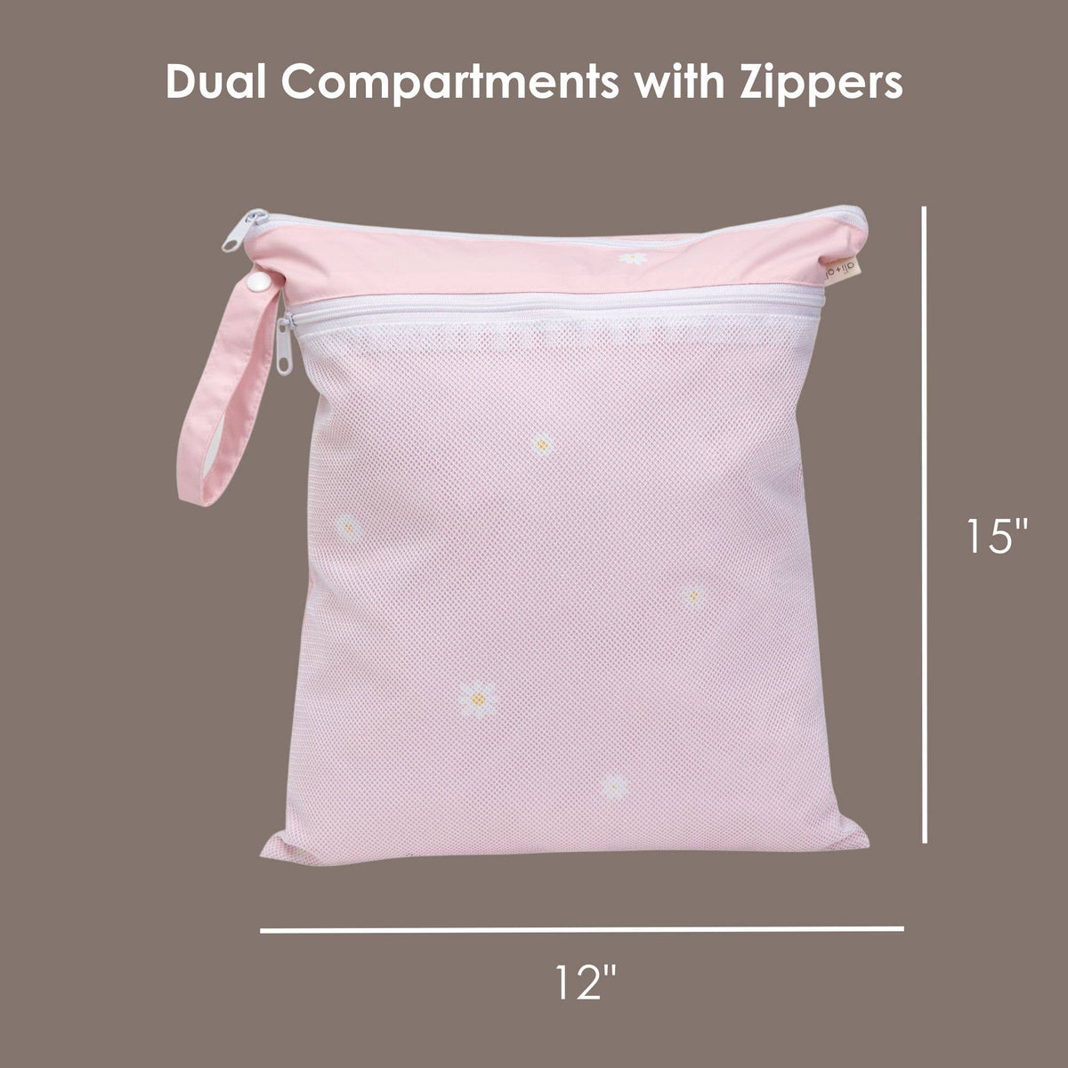 Dual-Compartment Wet/Dry Bag with Mesh Pocket (Daisy Blush)