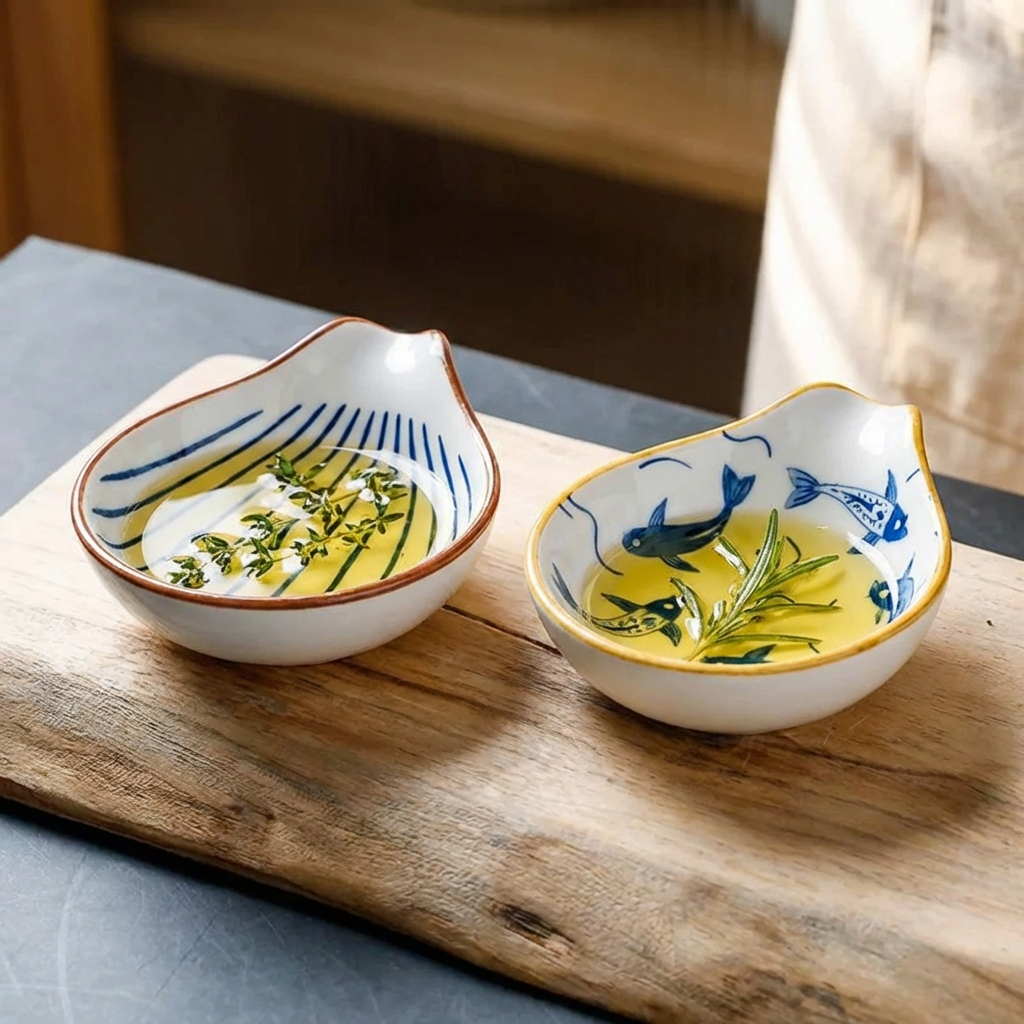 Coastal Ceramic Dip Dishes, Set of 4