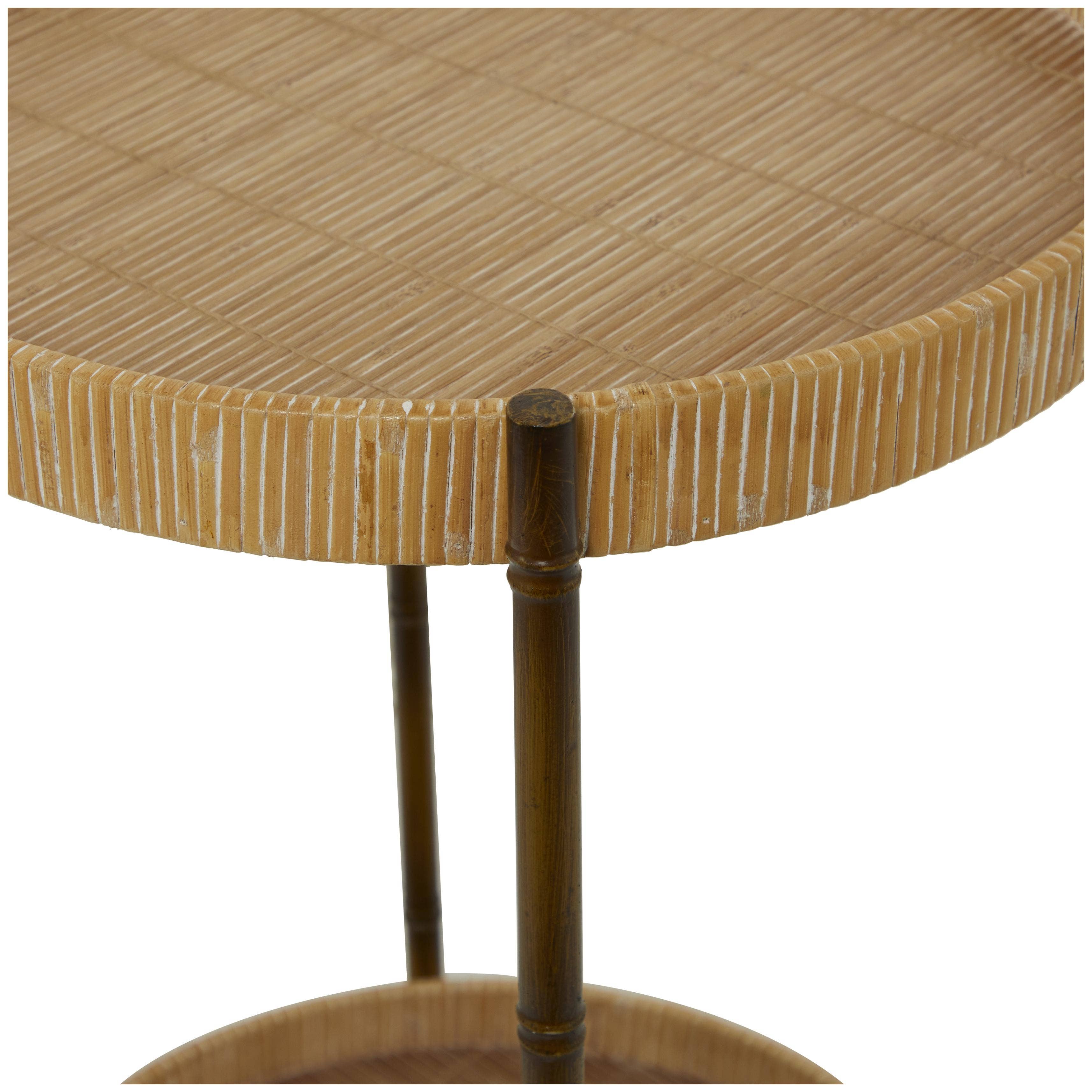 Traditional Brown Rattan Accent Table