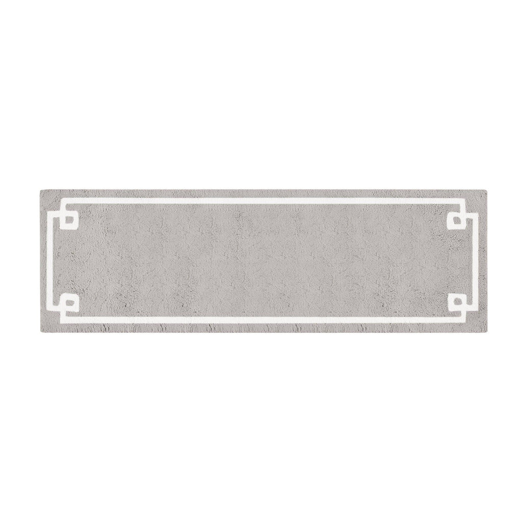 High Pile Bordered Bathroom Rug, Grey