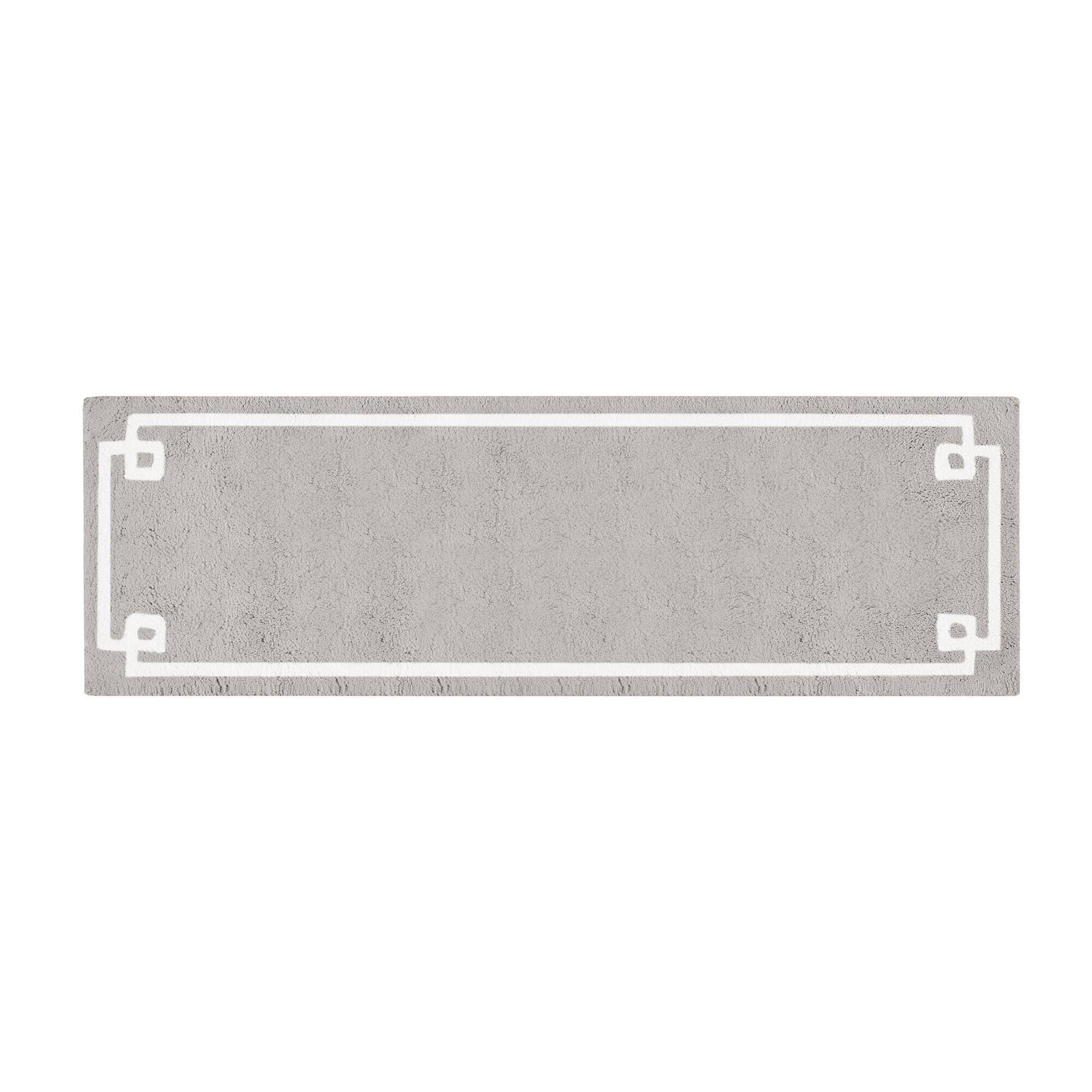 High Pile Bordered Bathroom Rug, Grey
