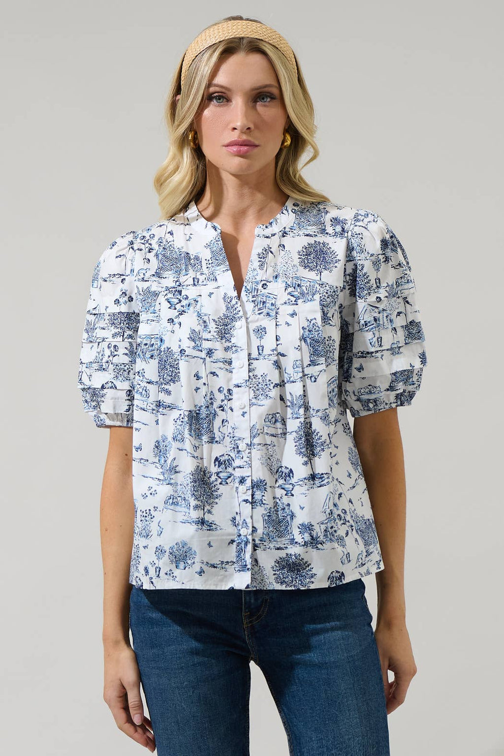 Renzo Toile Belraj Court Button Down Top