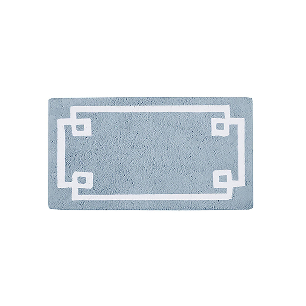 High Pile Bordered Bathroom Rug, Blue