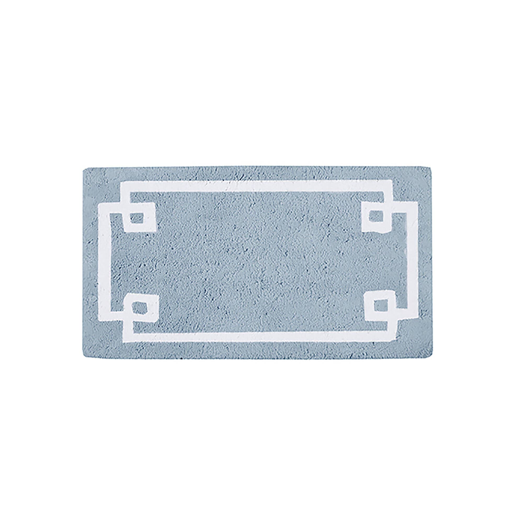High Pile Bordered Bathroom Rug, Blue