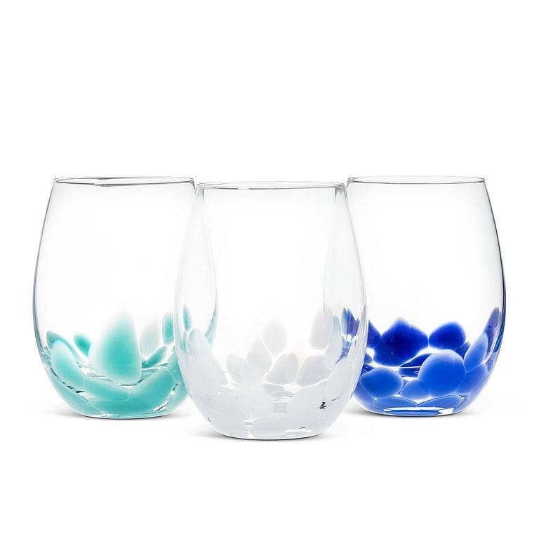 Fused Dots Stemless Wine Glass - White - 4.5"H(18oz)