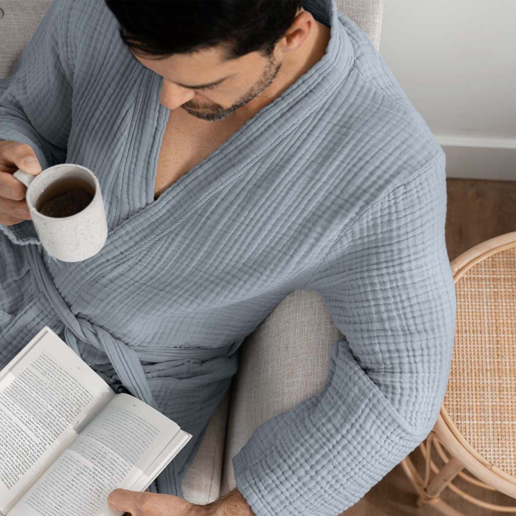 Adult Muslin Bathrobe - Soft, 100% Cotton Robe by Comfy Cubs