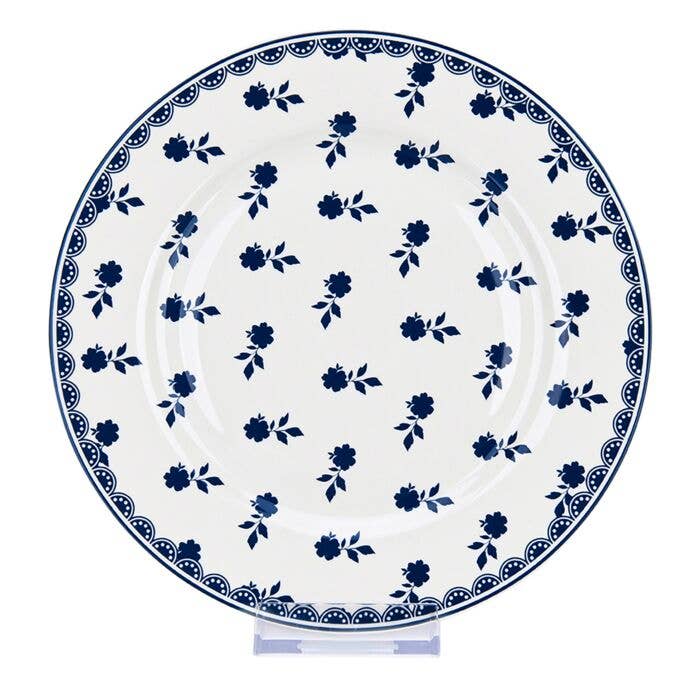 Vintage Indigo Porcelain Dessert Plate Set of 4, 7.5"