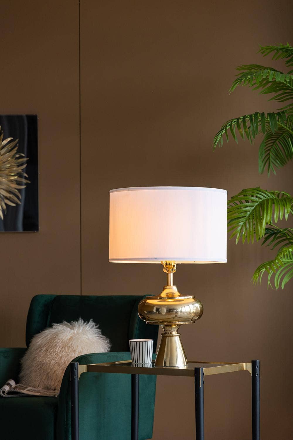 D18x27.5" Aluminum Table Lamp - Gold/White