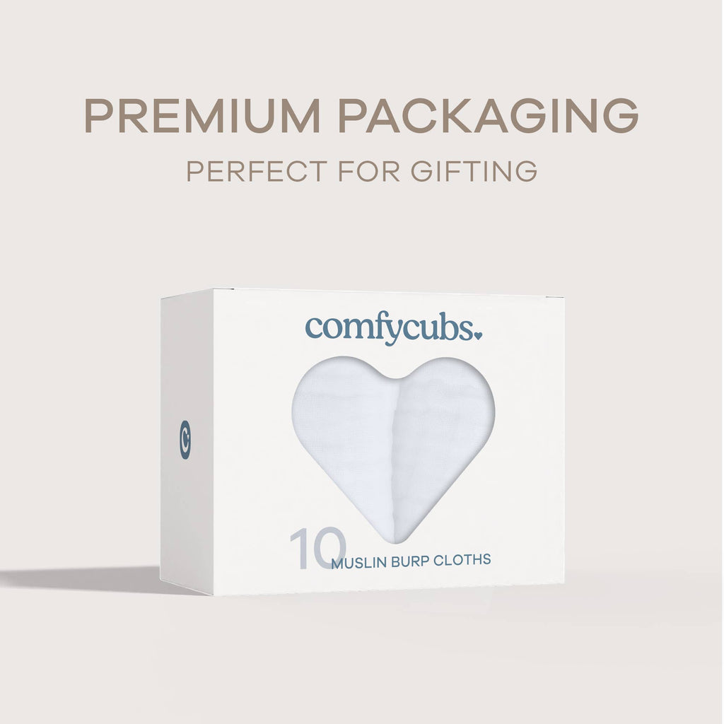 Baby Burp Cloths - 100% Muslin Cotton by Comfy Cubs