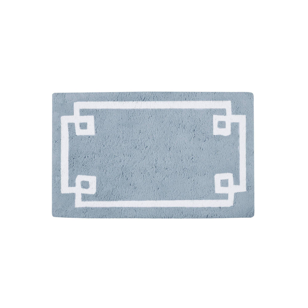 High Pile Bordered Bathroom Rug, Blue