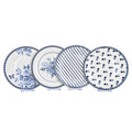 Vintage Indigo Porcelain Dessert Plate Set of 4, 7.5"