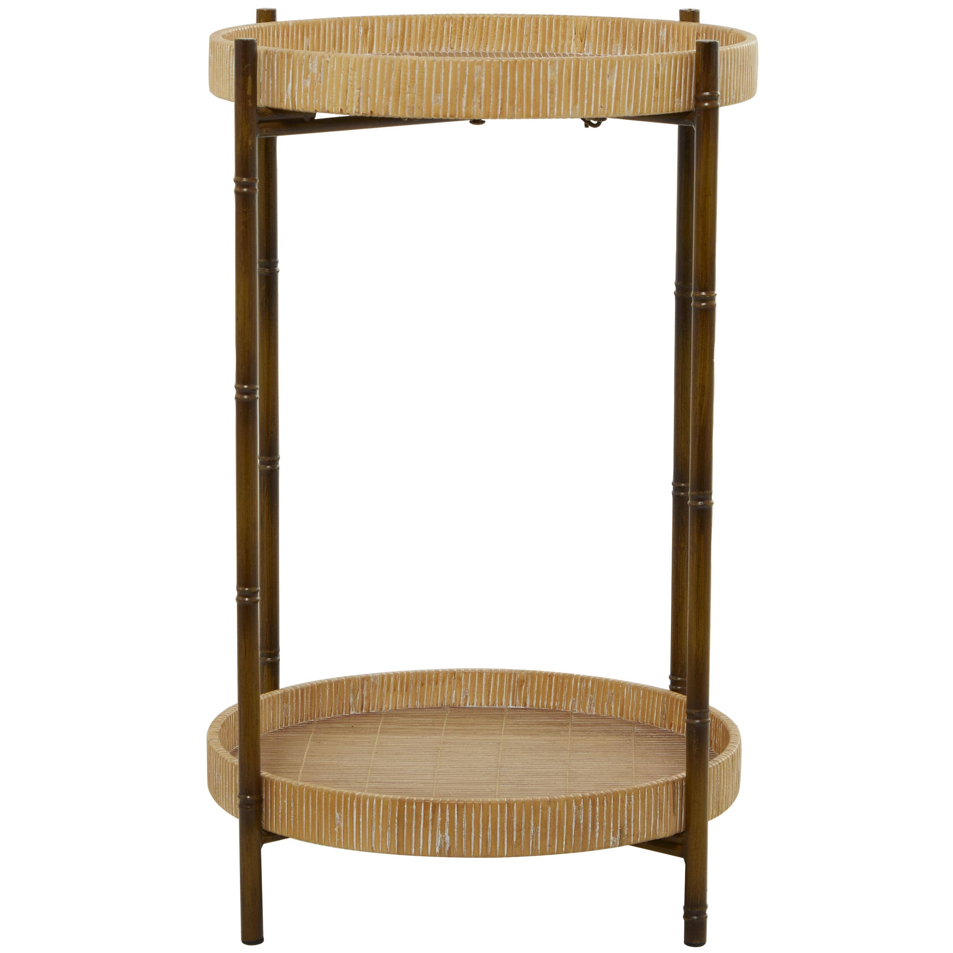 Traditional Brown Rattan Accent Table