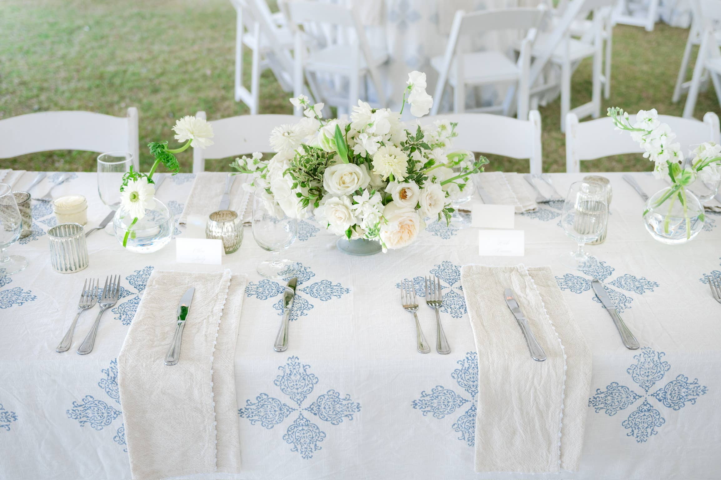 Damask Hand Block Print Tablecloth