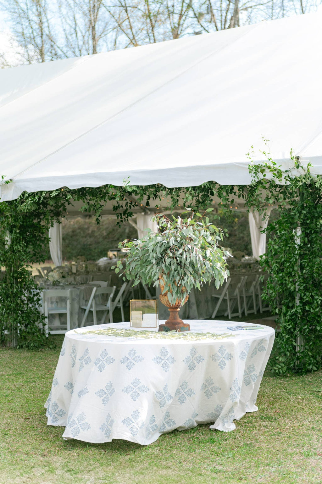Damask Hand Block Print Tablecloth