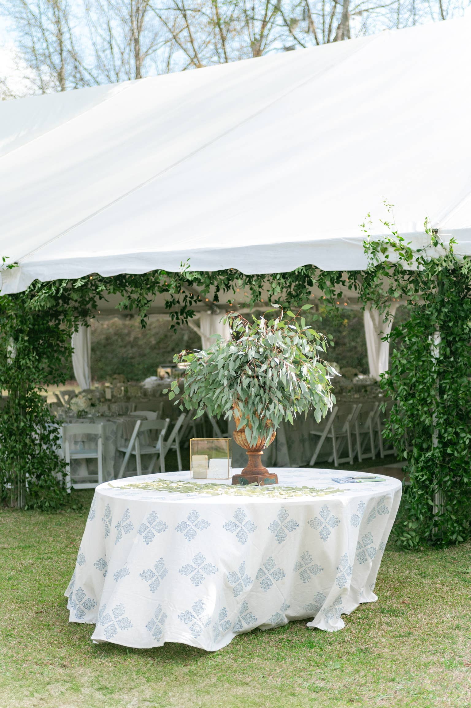Damask Hand Block Print Tablecloth
