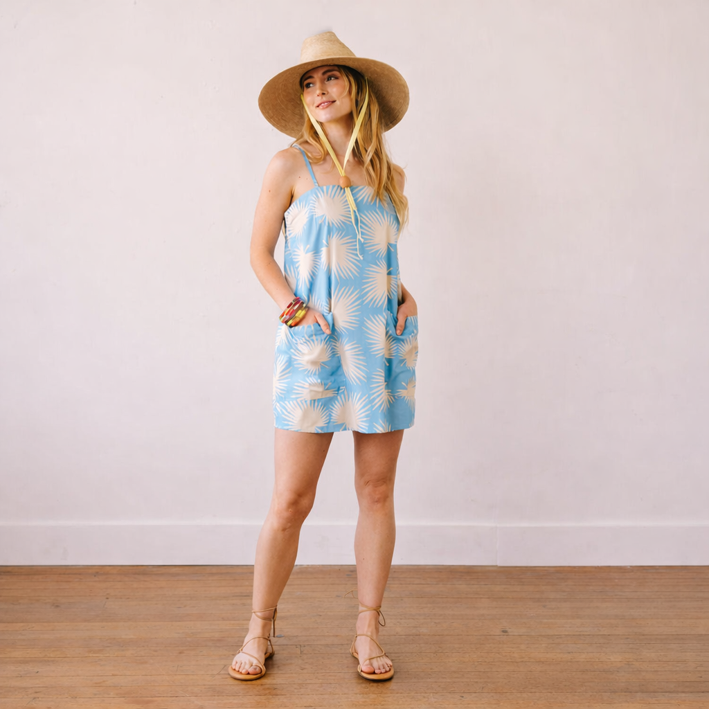 Blue Palm Geo Grotto Dress