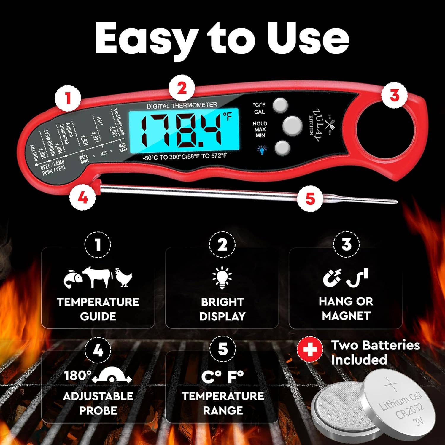 Instant Read Digital Meat Thermometer with Probe