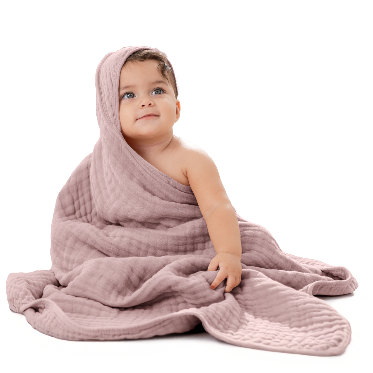 Hooded Baby Towel, 6 Layer 100% Muslin Cotton by Comfy Cubs