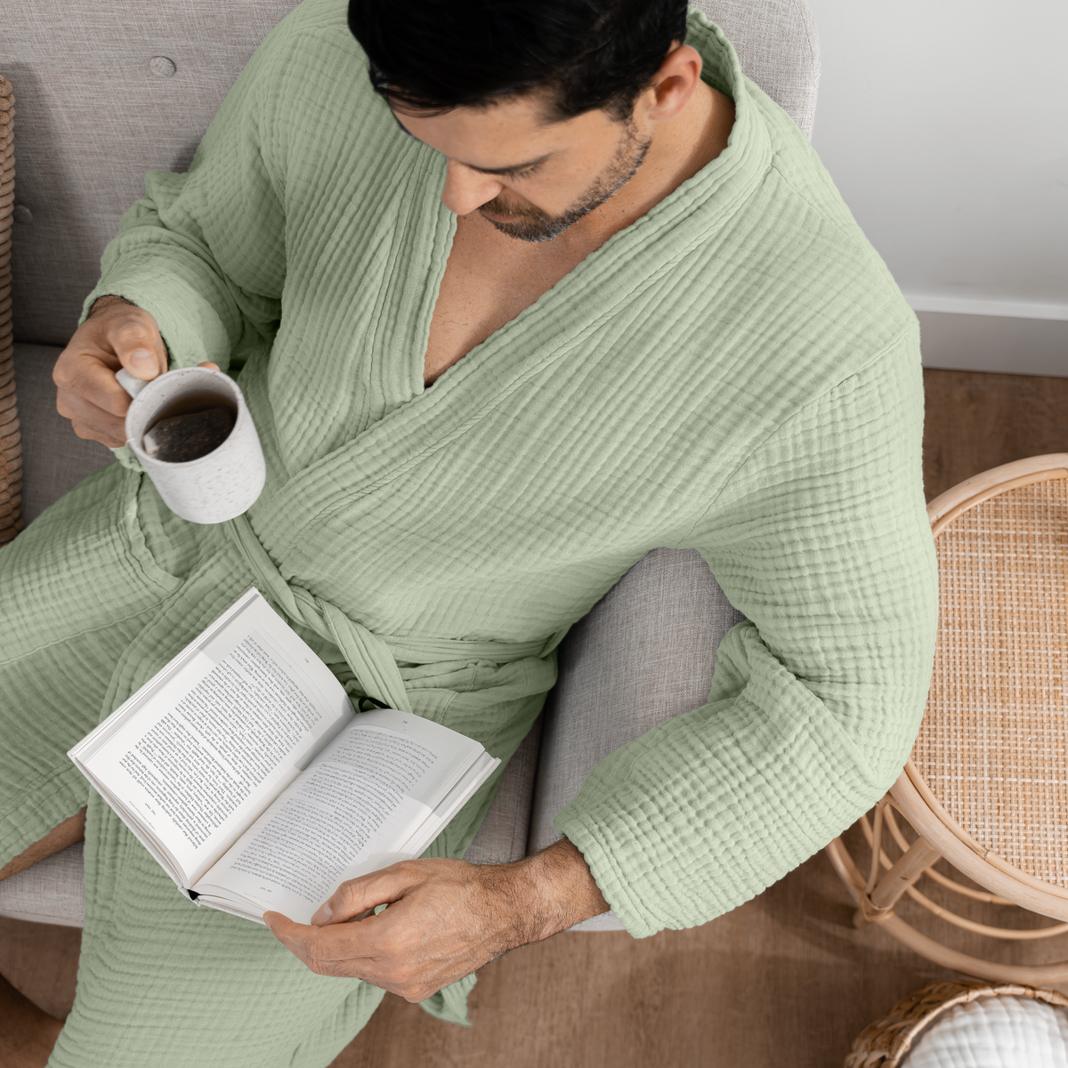 Adult Muslin Bathrobe - Soft, 100% Cotton Robe by Comfy Cubs