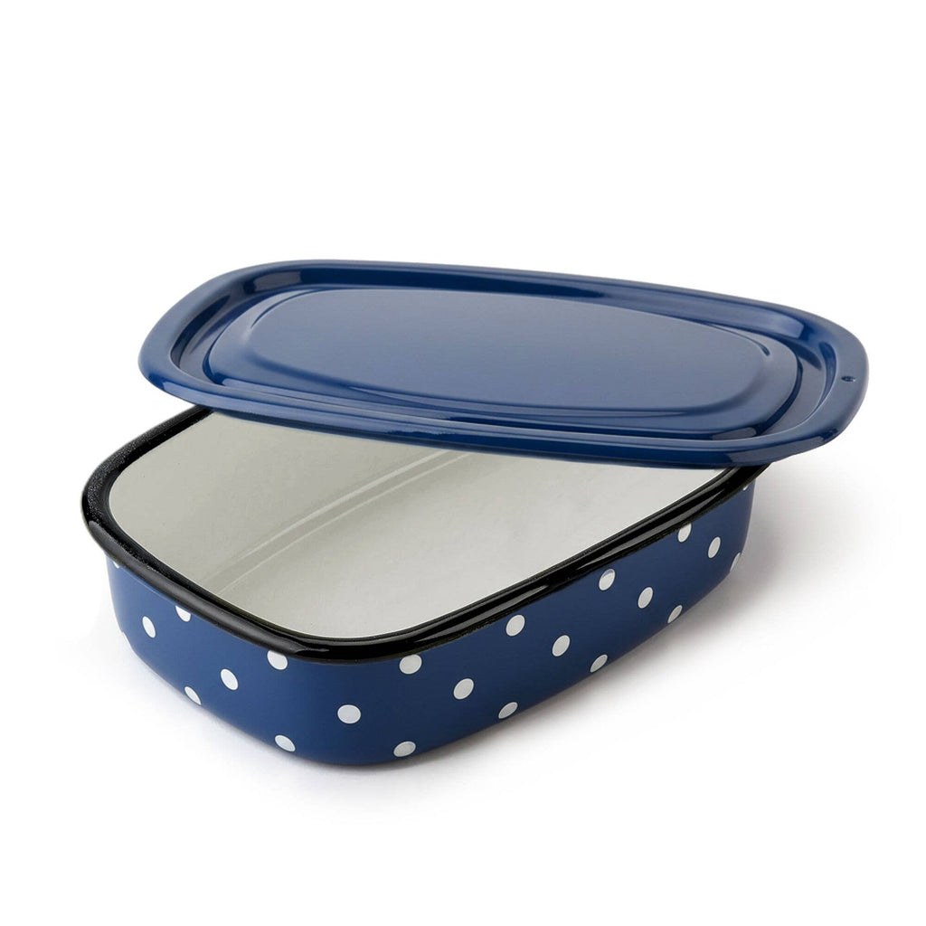 Valentine Polka Dot Enamel Tray with Lid