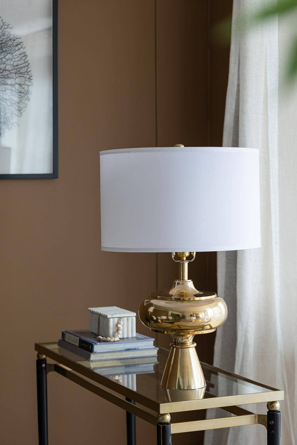 D18x27.5" Aluminum Table Lamp - Gold/White