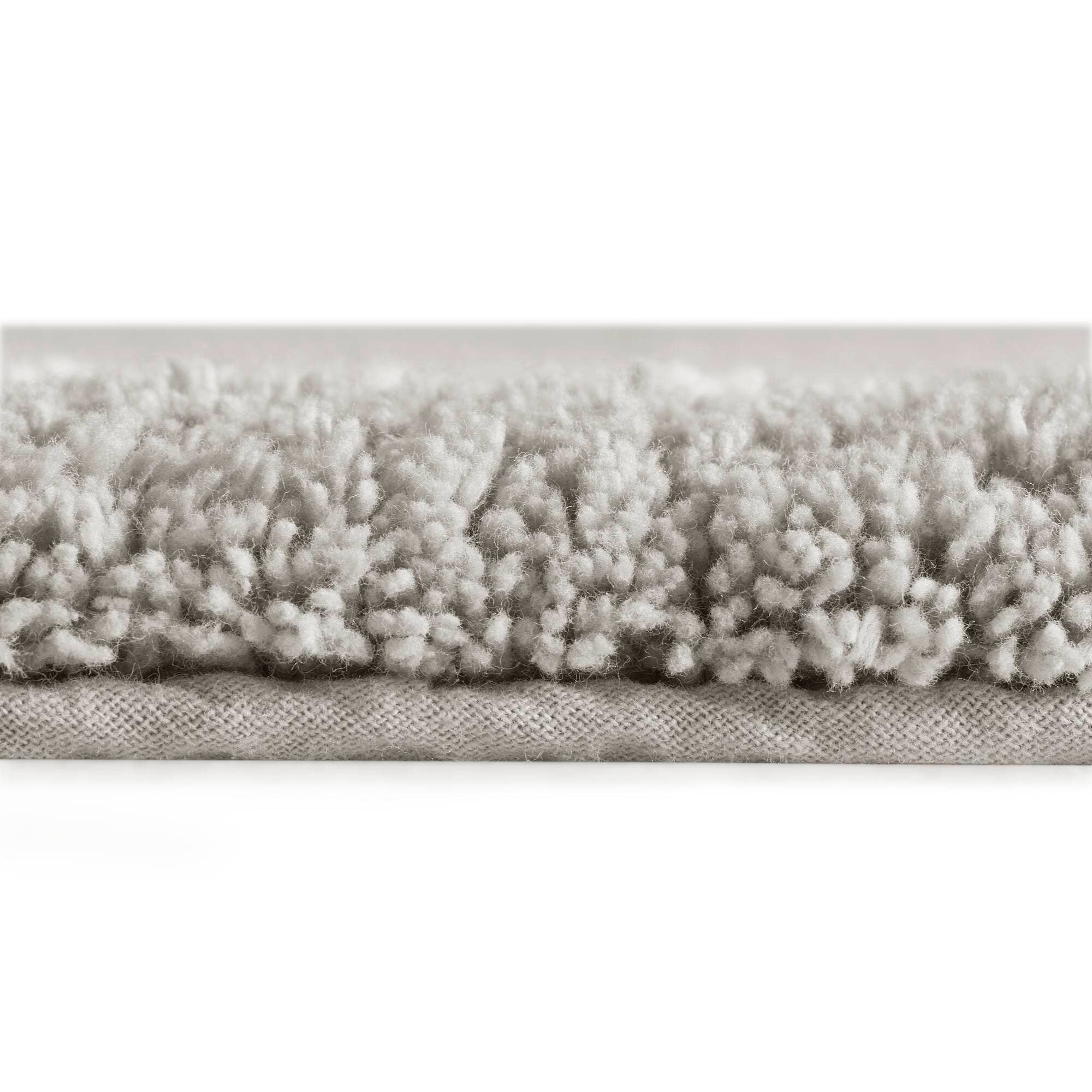 High Pile Bordered Bathroom Rug, Grey