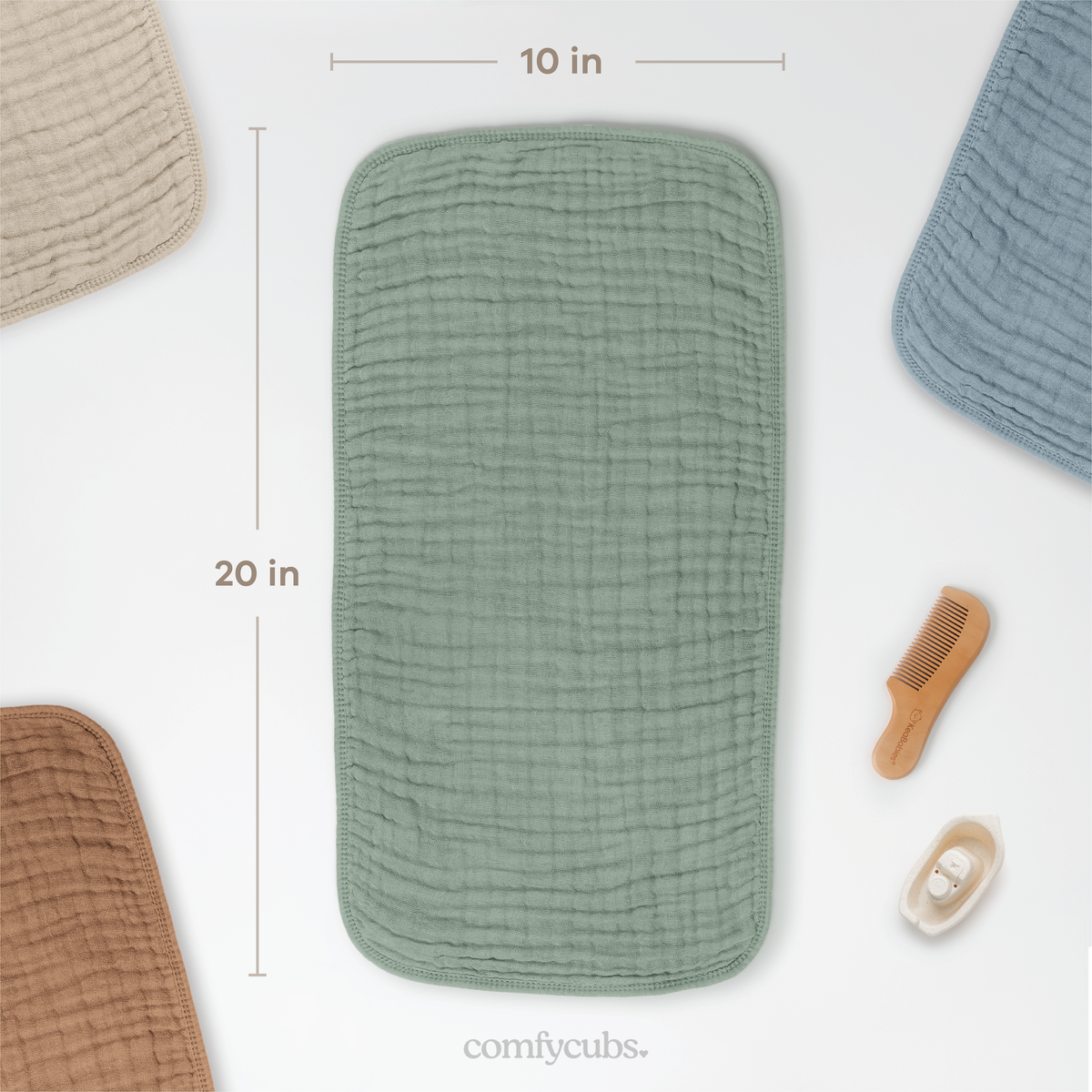 Baby Burp Cloths - 100% Muslin Cotton by Comfy Cubs