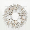 White Starfish & Sea Urchin Coastal Seashell Wreath