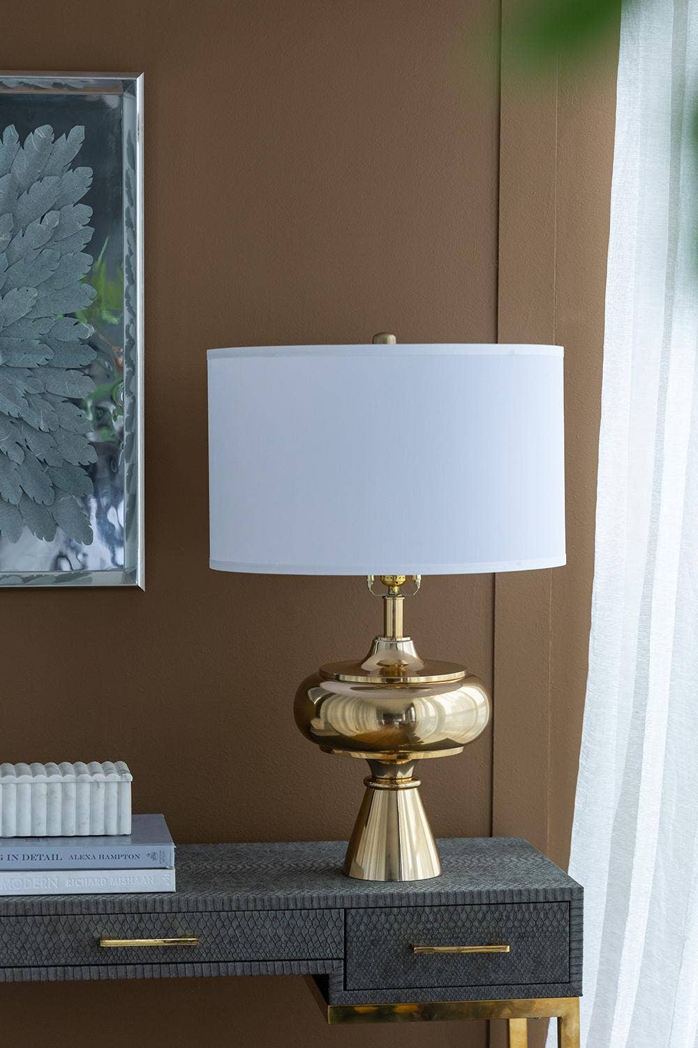 D18x27.5" Aluminum Table Lamp - Gold/White