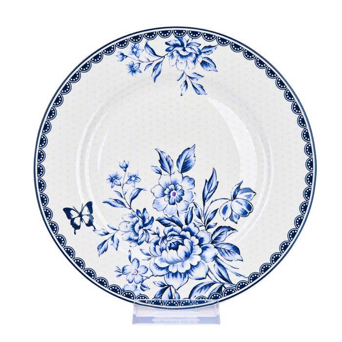 Vintage Indigo Porcelain Dessert Plate Set of 4, 7.5"