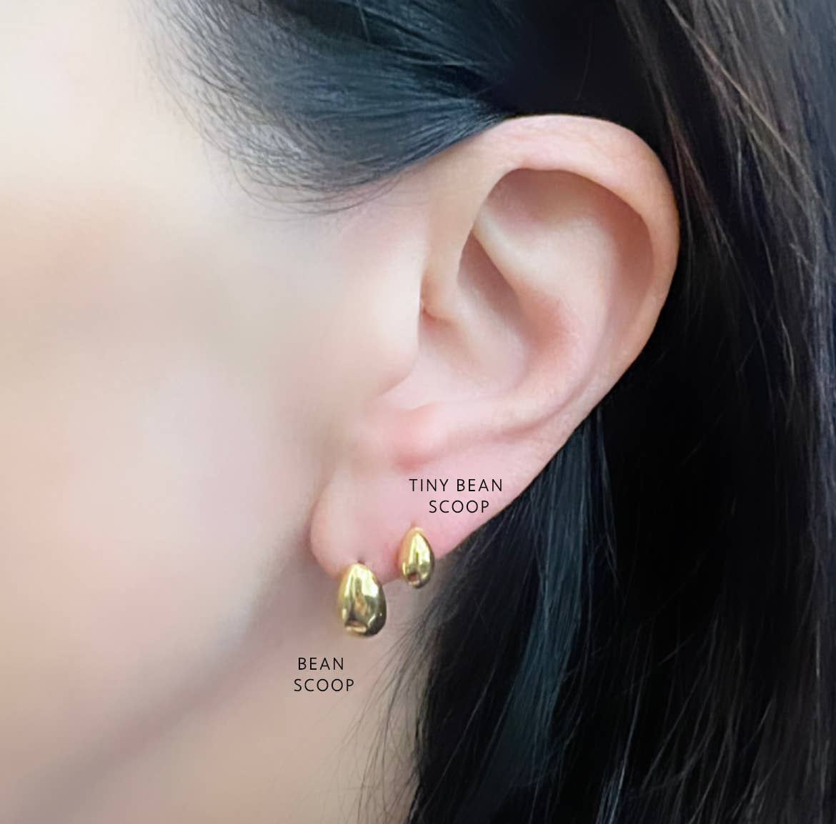 Tiny Bean Scoop Earring