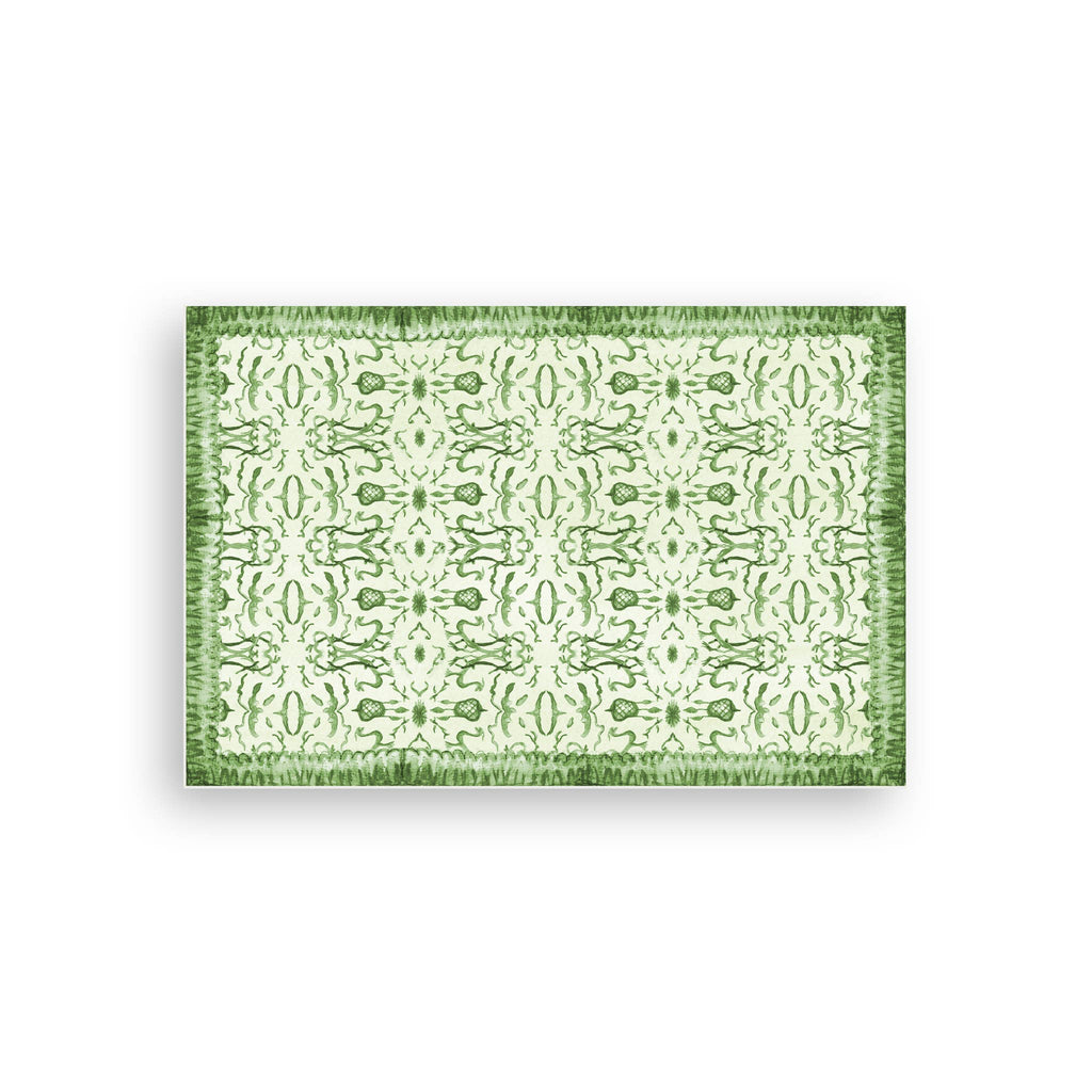 Green Chinoiserie Vinyl Floor Mat