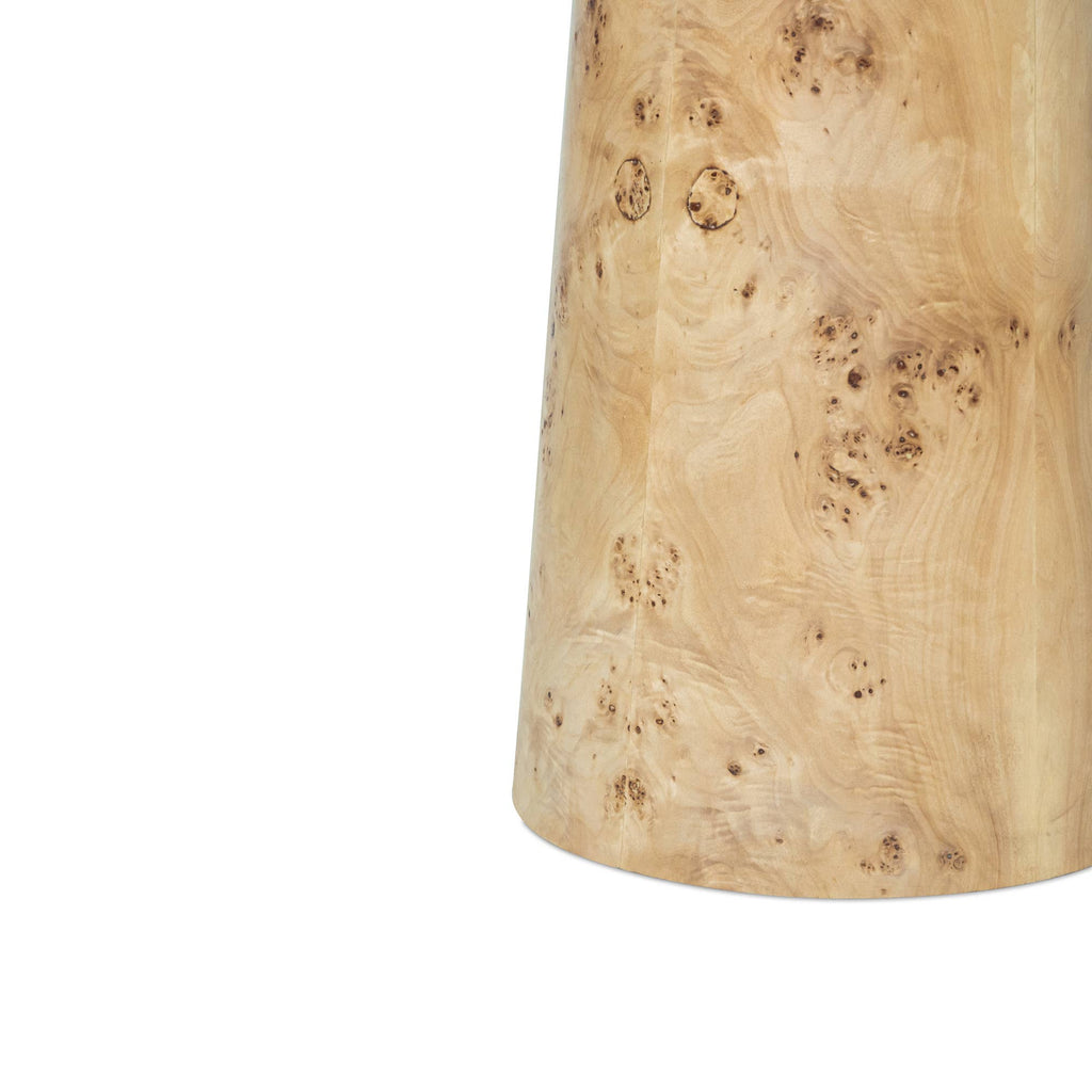 Artisan-Made Round Side Table – Natural Burl Veneer