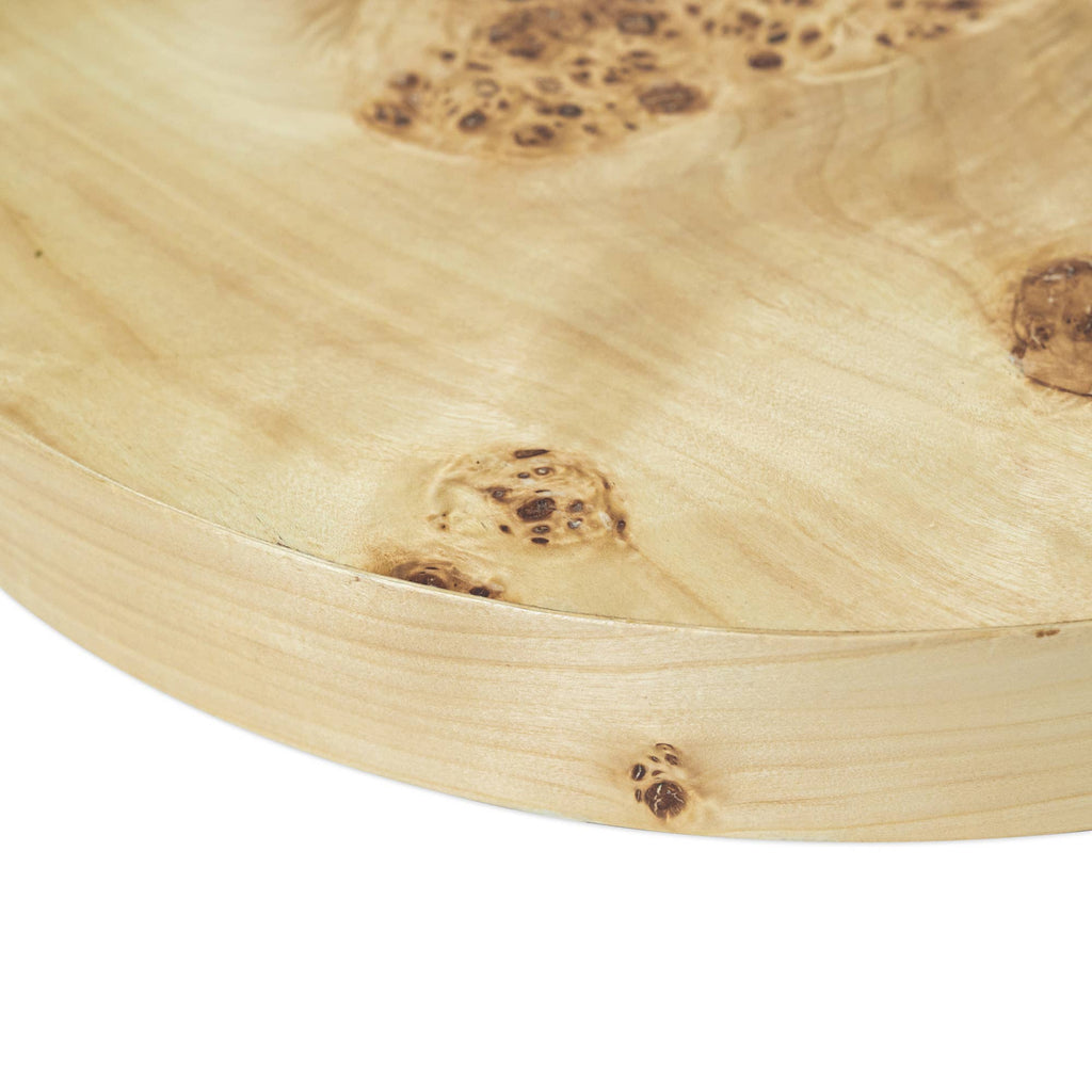 Artisan-Made Round Side Table – Natural Burl Veneer