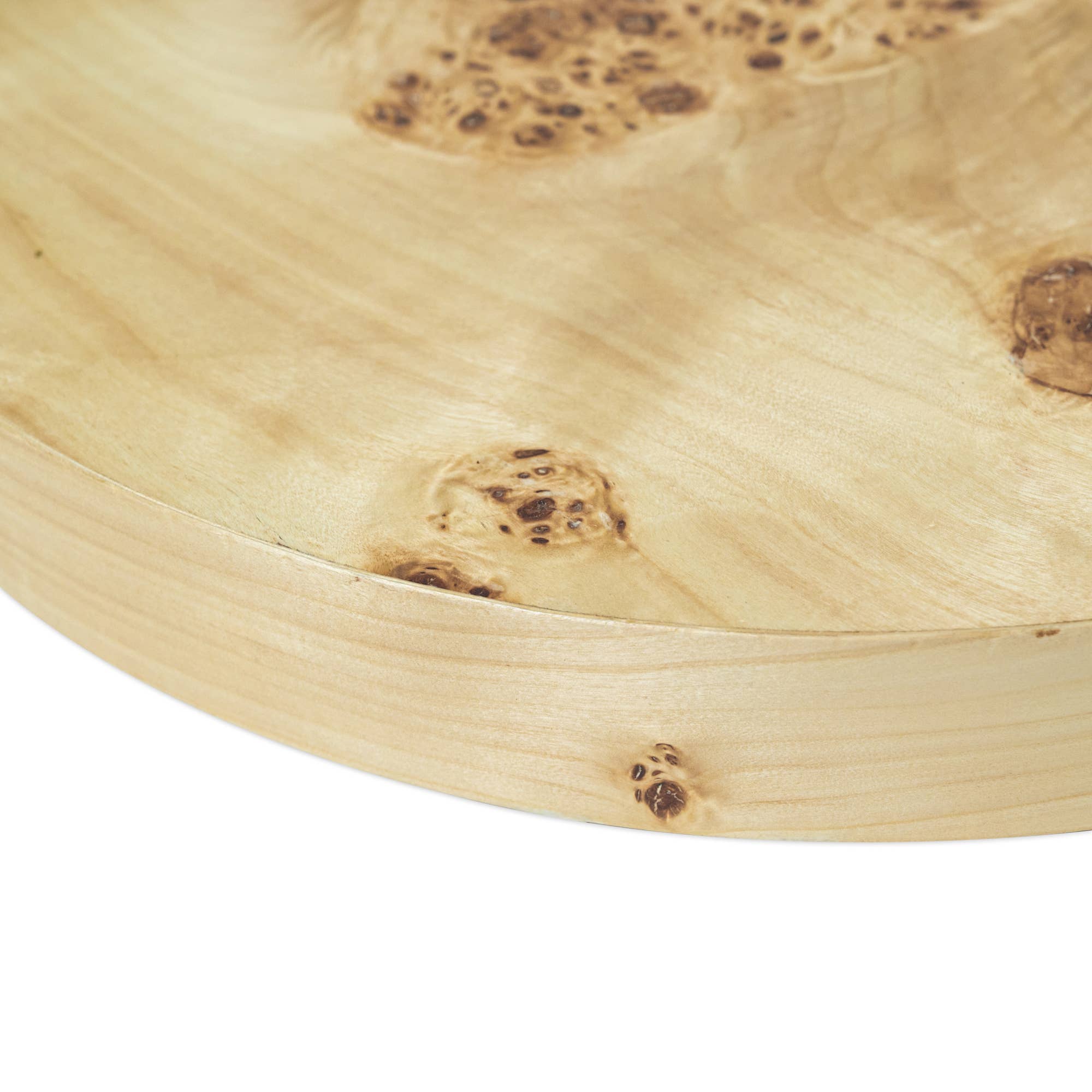 Artisan-Made Round Side Table – Natural Burl Veneer